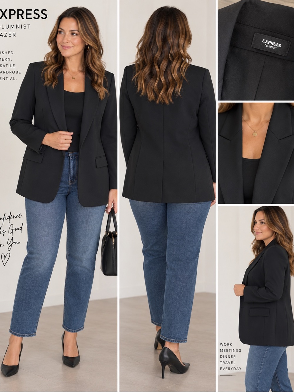 Express Columnist Black Tailored Blazer for Women L